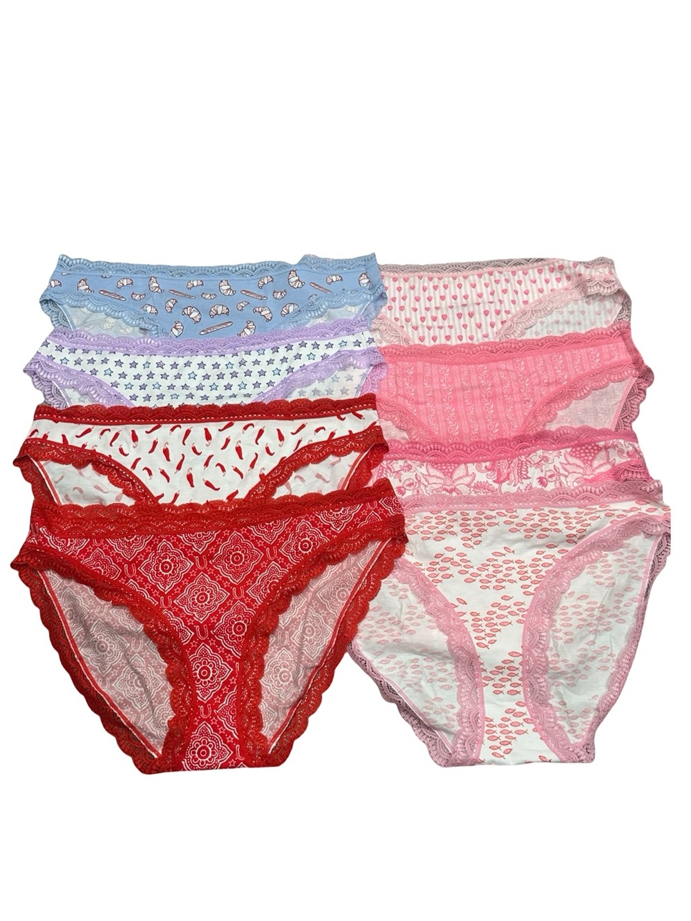 NWOT Roller Rabbit Women’s XL Lace-Trim Bikini Underwear- 8 pairs